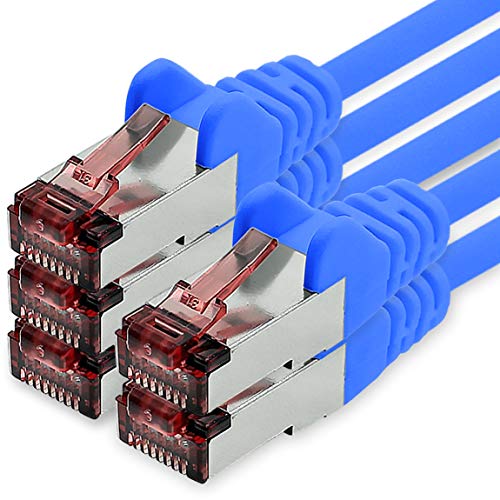 Freiwerk Cavo Di Rete Cat.6 2M Blu - 5 X Cavo Ethernet Lankabel Cat6 Cavo Di Rete Lan Sftp Pimf Patchcable 1000 Mbit S Compatibile Con Cat5 Cat5E Cat6