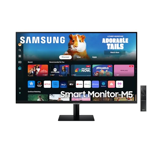 Samsung Smart Monitor M5 (S27Dm502), Flat 27'', 1920X1080 (Full Hd), Smart Hub Con App Di Streaming, Office 365, Gaming Hub, Speaker Integrati, Teleco