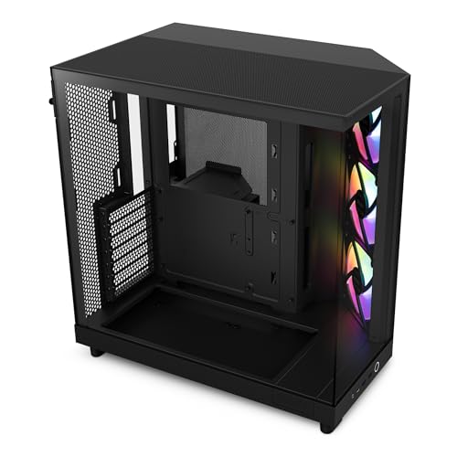Nzxt H6 Flow Rgb, Cc-H61Fb-R1, Case Mid-Tower Compatto A Doppia Camera Con Flusso D'Aria, Include 3 Ventole Rgb Da 120 Mm, Pannelli In Vetro Panoramic
