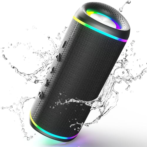 Rienok Cassa Bluetooth Potente Portatile Impermeabile Speaker Bluetooth 5.3, Chiamata In Vivavoce, Vero Stereo Senza Fili, Luce Led, Supporta Tf & Aux