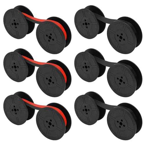 Kufughty 6 Pezzi Di Nastro Universale Per Macchina Da Scrivere A Doppia Bobina Di Ricambio Per La Maggior Parte Delle Macchine Da Scrivere (Nero-Rosso