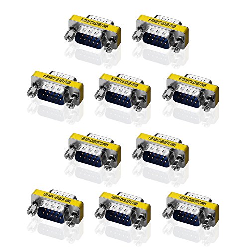 10 X Gender Changer 9 Poli Connettore Seriale Rs232 Maschio 9 Poli Com D-Sub Db9