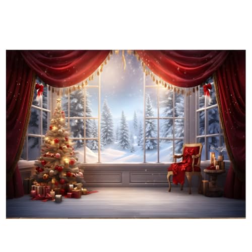 Jeenuuder 210X150 Cm Tessuto Sfondo Natale Finestra Di Natale Bambini Foto Studio Fotografia Decors, D Facile Da Usare