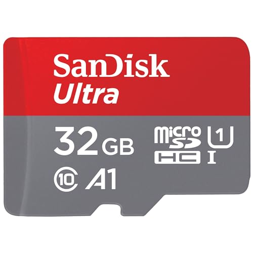 Sandisk Ultra 32 Gb Microsdhc Memory Card + Sd Adapter With A1 App Performance Up To 120 Mb/S, Class 10, U1, Sdsqua4-032G-Gn6Ma , Red/Grey