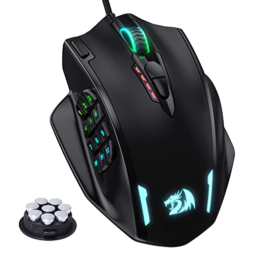 Redragon M908 Impact Rgb Led Mmo Mouse Laser Wired Gaming Mouse Con 12,400Dpi, Alta Precisione, 18 Pulsanti Del Mouse Programmabili