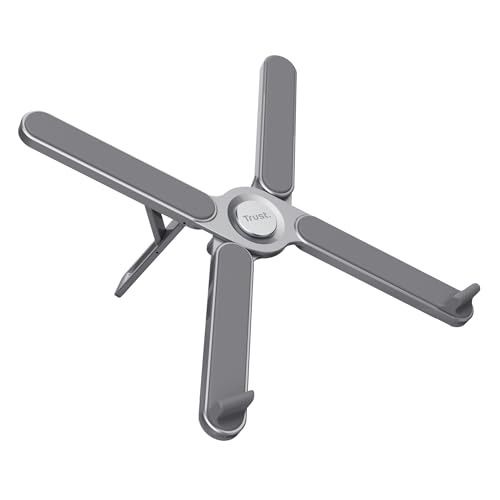 Trust Macy Supporto Pc Portatile Ergonomico E Pieghevole, Laptop Stand 17.3 Pollici In Alluminio, Rialzo Con Struttura Regolabile In 7 Fasi, Rialzo Pc