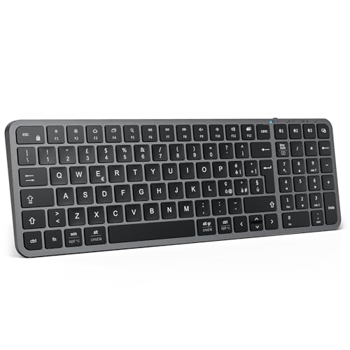 Iclever Tastiera Bluetooth,Tastiera Wireless Ricaricabile,Compatta Tastiera Pc Bluetooth Multi-Dispositivo Con Connessione Stabile Usb-C,Silenziosa Ta