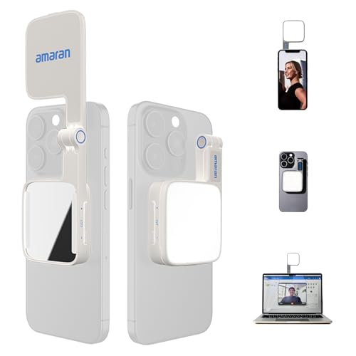 Amaran Go - Luce Magnetica Per Selfie, Compatibile Con Magneti Magsafe E Qi2, Doppia Sorgente Luminosa A Led Con Luce A Specchio Regolabile E Cct (270