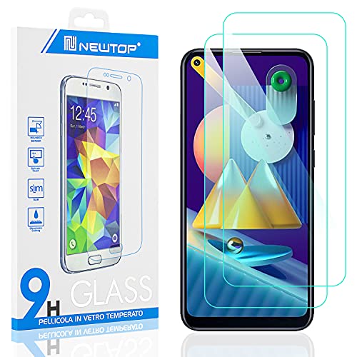 N Newtop Pellicola Compatibile Con Samsung Galaxy M11 M115, Glass Film 0.3Mm 9H Vetro Temperato Proteggi Schermo Display Anti Urto Protezione (2 Pezzi