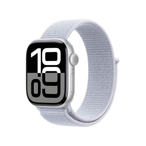 Apple Watch Series 10 Gps 42 Mm Smartwatch Con Cassa In Alluminio Argento E Sport Loop Nuvola Azzurra - One Size. Fitness Tracker, App Ecg, Display Re