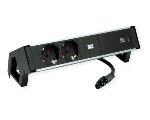 Bachmann Desk2 Alluminio Nero 2Xp40, 1Xusbc 60W 0,2M Gst18 Italia