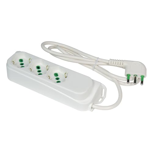 Fanton 404600-E Multipresa 3 Prese Bipasso Schuko 2P+T 16A Cavo 1 M. 3G1 H05Vv-F Spina A Squadra Italiana 2P+T 16A