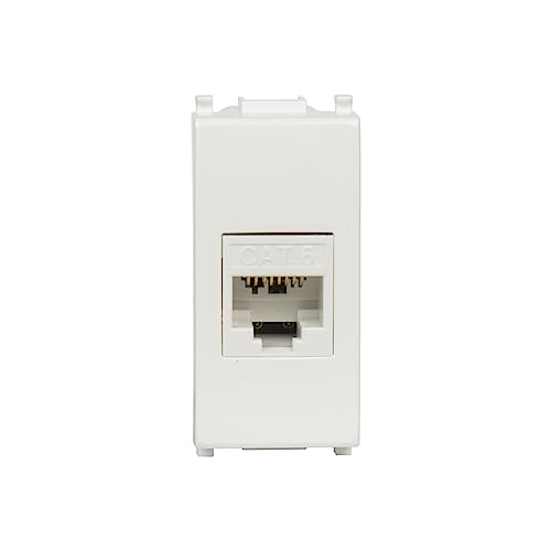 Fanton 23713-39 Presa Dati Rj45 Utp 180° Cat.6 Crimpaggio Senza Utensile Con Adattatore Per Placche E Supporti Vimar Plana