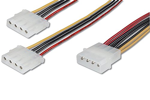 Digitus Cavo Di Alimentazione Interna Molex - Da 4 Pin Molex Maschio A 2X 4 Pin Molex Femmina - Cavo A Y - 0,2 M - Adatto Per Ventole, Dischi Rigidi O