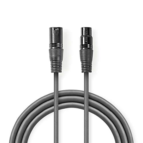 Nedis Xlr A 3 Spillo Maschio A Xlr 3 Spillo Femmina Nichel Placcato Tondo Dmx Adattatore Cavi, Grigio Scuro