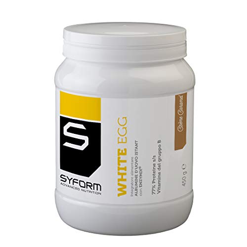 Syform White Egg Protein Gusto Creme Caramel 450 Gr. Proteine In Polvere Dell’Albume D’Uovo, Lactose Free, Gluten Free Ovoalbumine Che Migliorano Elas