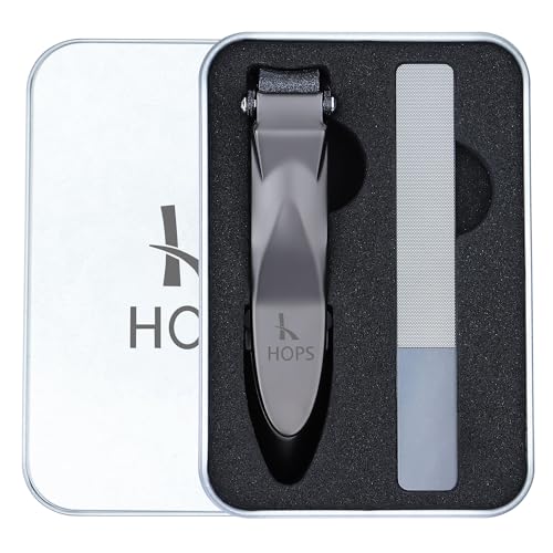 Hops Tagliaunghie Con Lima E Contenitore – Set Tagliaunghie In Confezione Regalo, Adatto Per Unghie E Piedi, Tagliaunghie Grandi, In Acciaio Inox In 4