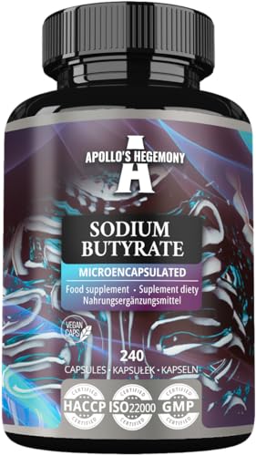 Sodio Butirrato Ad Alto Dosaggio 570 Mg (30% Di Acido Butirrico), 240 Capsule Vegane, 240 Giorni Di Fornitura, Integratore Per Sostenere La Rigenerazi