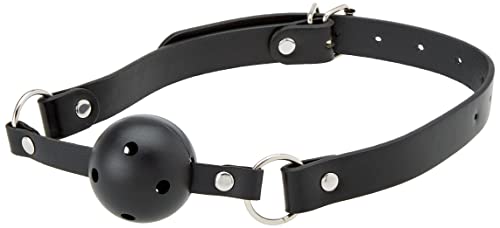 Shots Ouch! Black & White - Breathable Ball Gag With Bonded Leather Straps