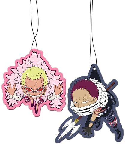 Deodorante Per Auto, 2 In 1, Per Auto, Anime Car Air Freshener Auto Scent | One Piece Chibi Style, Doflamingo E Katakuri (Black Ice)
