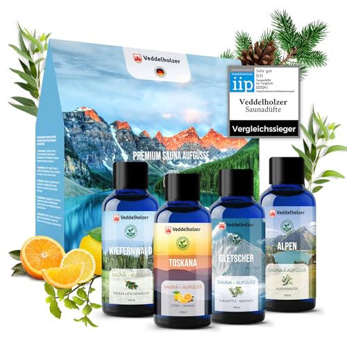 Veddelholzer Infusione Per Sauna Biologica In 100% Oli Essenziali Naturali 4 X 100 Ml Diversi Oli Per Sauna E Sauna Accessori Come Set Regalo Tutto In