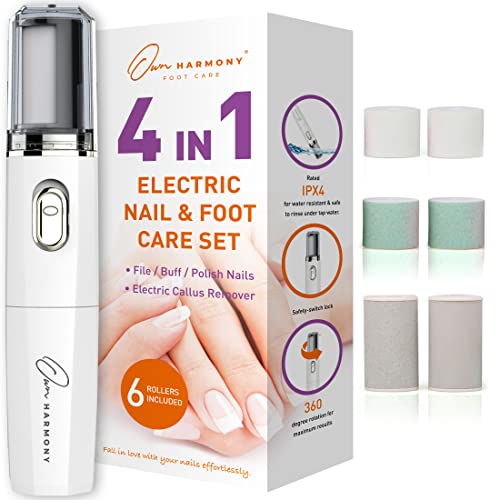 Own Harmony Kit Elettrico Della Lima Per Unghie & Rimozione Del Callo - Set Perfetto Per La Cura Dei Piedi, Manicure E Pedicure - Lucidatrice Elettron
