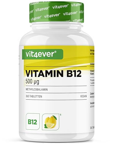 Vitamina B12 Limone - 365 Pastiglie In Un Anno Di Fornitura - Premium: 500 Mcg Di Metilcobalamina Attiva + Vitamina C - Altamente Dosato - Vegan