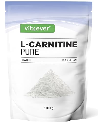 L-Carnitine Pure - 300 G Di Polvere Pura Senza Additivi - 100% L-Carnitina Tartrato - 100 Porzioni Con 3000 Mg Di Carnitina In Polvere - Vegan - Alto