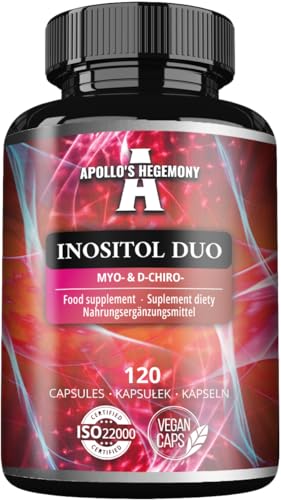 Inositolo Duo 120 Capsule Vegane - Myo-Inositolo + D-Chiro-Inositolo - 615 Mg Per Capsula - Fornitura Per 4 Mesi - Integratore Di Vitamina B8 - Da Apo