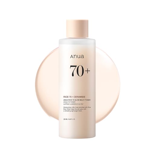 Anua Rice 70 Glow Milky Toner, Per Pelle Di Vetro E Illuminante, Acqua Di Riso, Niacinamide, Ceramidi, Pantenolo, Non Fastidioso, Sicuro Per Acne Fung