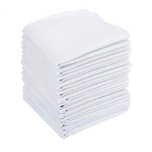 Buygoo 15Pz Fazzoletti Bianchi Cotone Uomo - Fazzoletti Bianchi Uomo, Puro Cotone 1Oo% - 40X40Cm, Bianchi