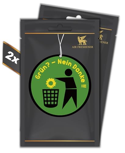 Set Da 2 Pezzi, Verde – No Grazie! – Albero Profumato – Politica Verde – Deodorante Automatico Per Auto Divertente Tuning – Car Air Freshener – Ciondo