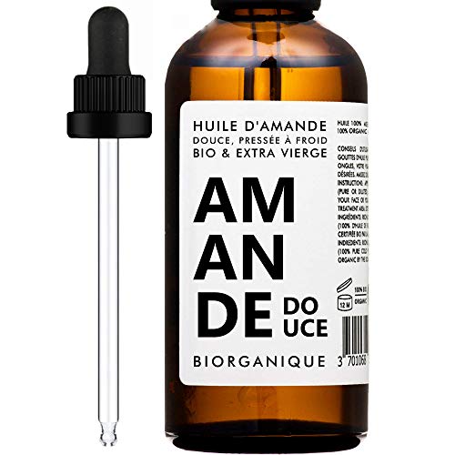 Olio Di Mandorla Dolci 100% Biologico, Puro E Naturale E Spremuto A Freddo – 100 Ml – Cura Per Corpo, Per La Pelle, Anti-Età, Per Il Viso, Per I Massa