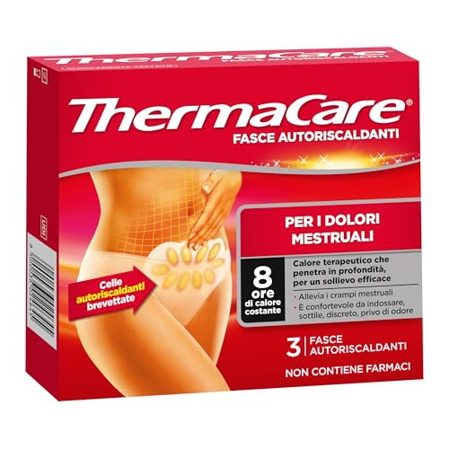Thermacare Fasce Autoriscaldanti A Calore Terapeutico Per Dolori Mestruali, 8 Ore Calore Costante, 3 Fasce Monouso
