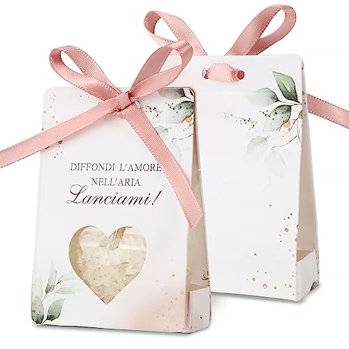 50Pz Scatoline Portaconfetti Matrimonio Portariso Matrimonio Sposi Bomboniere 100Pz Sacchetti Plastica Nastri Segnaposto Scatoline Cuore Regalo Confet