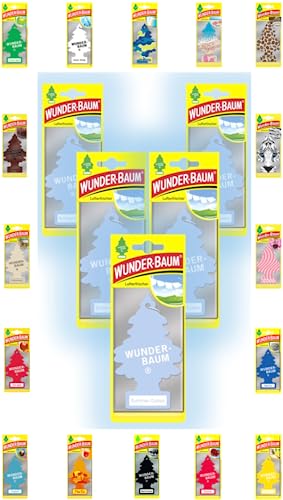 Wunder-Baum Profumo Per Auto, Profumo, 5 Pezzi + Penna Light-Tribe (Summer Cotton)