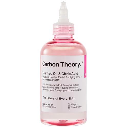 Carbon Theory Tonico Anti-Breakout, Linea Rosa. Tonico Viso Con Tea Tree Oil, Acido Citrico E Vitamina E. Skincare Con Tonico Viso Pelle Grassa, Tonic