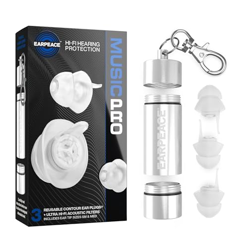 Earpeace Pro Tappi Orecchie Antirumore Musicisti Ad Alta Fedeltà Per Concerti E Festival - Tappi Con Cancellazione Del Rumore - Protezione Elevata 20