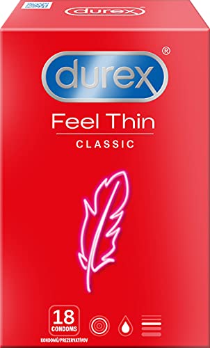 Durex Preservativi Feel Thin Classic - Preservativi Ultra Delicati Per Una Sensazione Intensa E Una Privacy