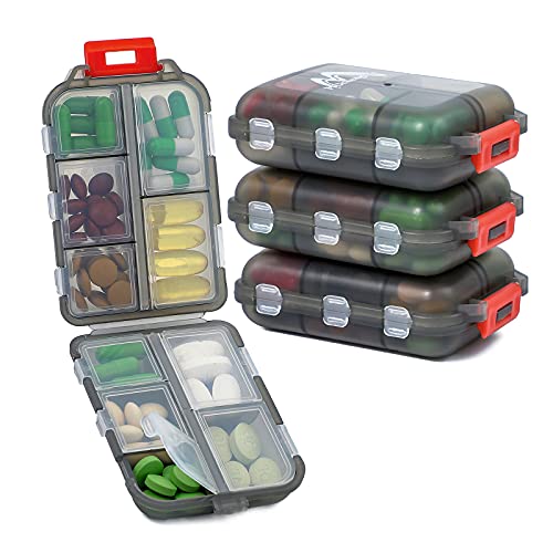 4Ps Organizzatore Di Pillole Da Viaggio, Con 164 Etichette Piccole, 10 Scomparti Portatile,Piccola Scatola Pieghevole Per Il Trasporto E La Conservazi