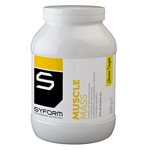 Syform Muscle Mass Proteine Del Siero Del Latte 1,2 Kg. Sostitutivo Pasto, Favorisce L'Aumento Di Peso Con Aminoacidi + Creatina + Vitamine E Minerali