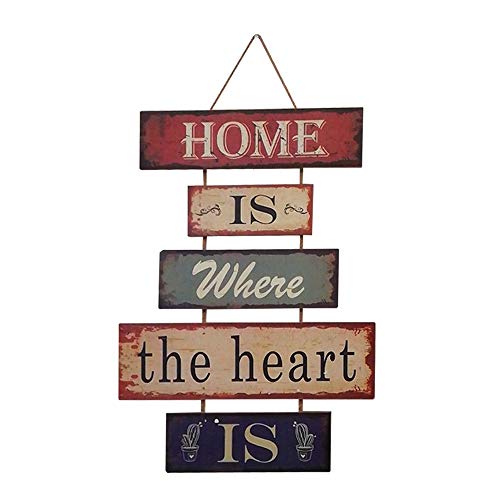Huabei Cartello Vintage In Legno Da Appendere Alle Parete - Home Is Where The Heart Is