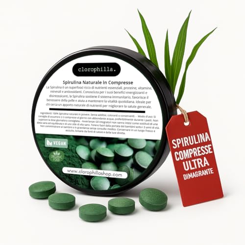 Spirulina Compresse [Rifornimento 60 Giorni] Spirulina Bio - Integratore Difese Immunitarie, Spirulina Ultra Dimagrante, Integratori Stanchezza - 100%