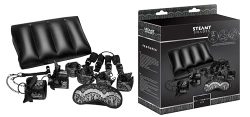Steamy Shades Positioning Set (Set Bondage, Occhio Maschera, Manette System Con Nastri In Raso Per Letto, Polso E Gonfiabile Posizione Cuscino)
