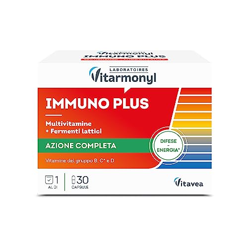 Vitarmonyl Immuno Plus, Integratore Con Vitamine, Minerali E Fermenti Lattici, Supporto Per Difese Immunitarie Ed Energia, Multivitaminico, Vitamina B