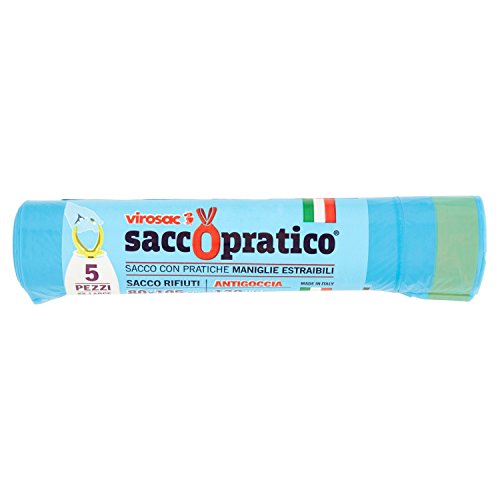 Saccopratico - Saccorifiuti Professionale, Con Le Maniglie, 80X105 Cm - 5 Pezzi - [Confezione Da 8]