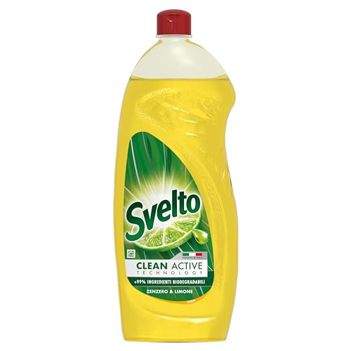 Svelto Clean Active Tecnology, Detersivo Piatti Svelto Con +99% Ingredienti Biodegradabili, Sgrassa In Acqua Fredda E Rimuove L'Unto Dalla Plastica, P