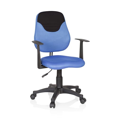 Hjh Office 670935 Sedia Girevole Per Bambini E Ragazzi Kiddy Style In Tessuto Blu/Nero Sedia Girevole Che Cresce Con Il Bambino