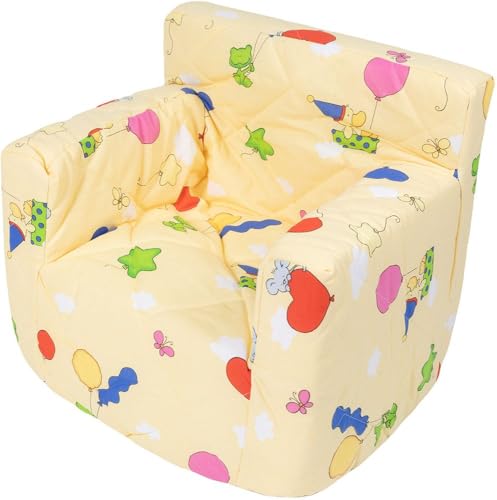 Poltroncina Trapuntata Imbottita Poupy Per Bambini Lavabile, Riutilizzabile E Sfoderabile. (Giallo)