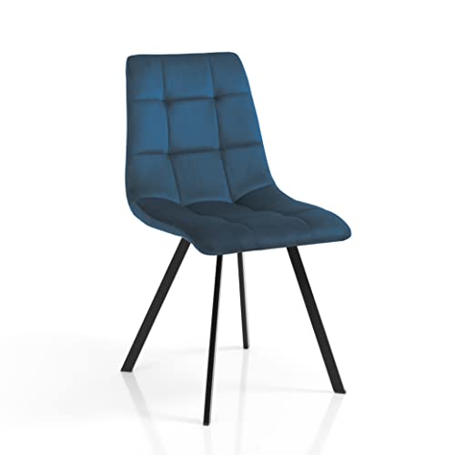 Wink Design Tiffani Blue Set Di 4 Sedie Sedia, Blu, Nero Opaco, H87X44X56 Cm